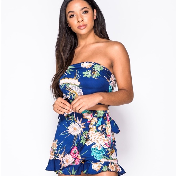 Floral Print Bandeau Crop Top & Short Set - Picture 4 of 8